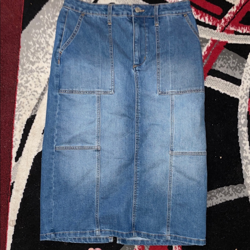 Time and Tru Blue Denim Pencil Skirt